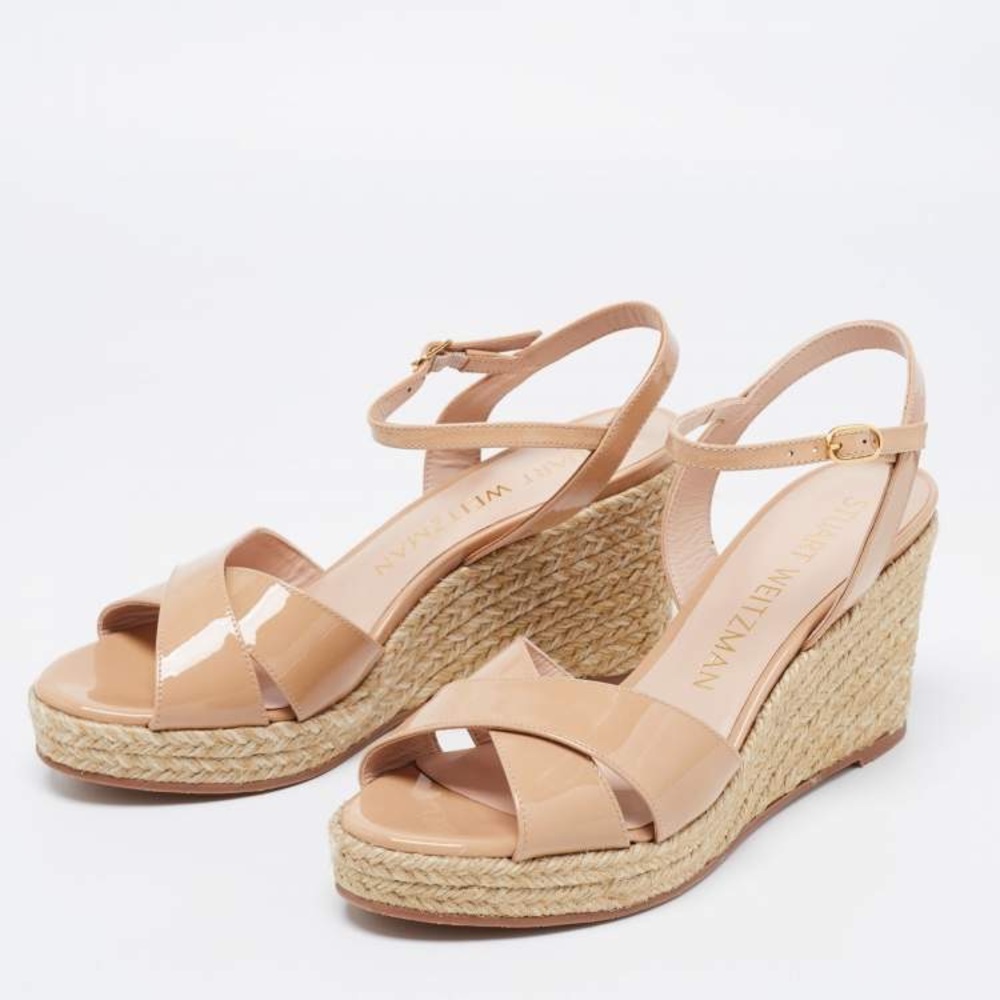 Stuart Weitzman Rosemarie Patent Leather Wedge Sandals Size 9